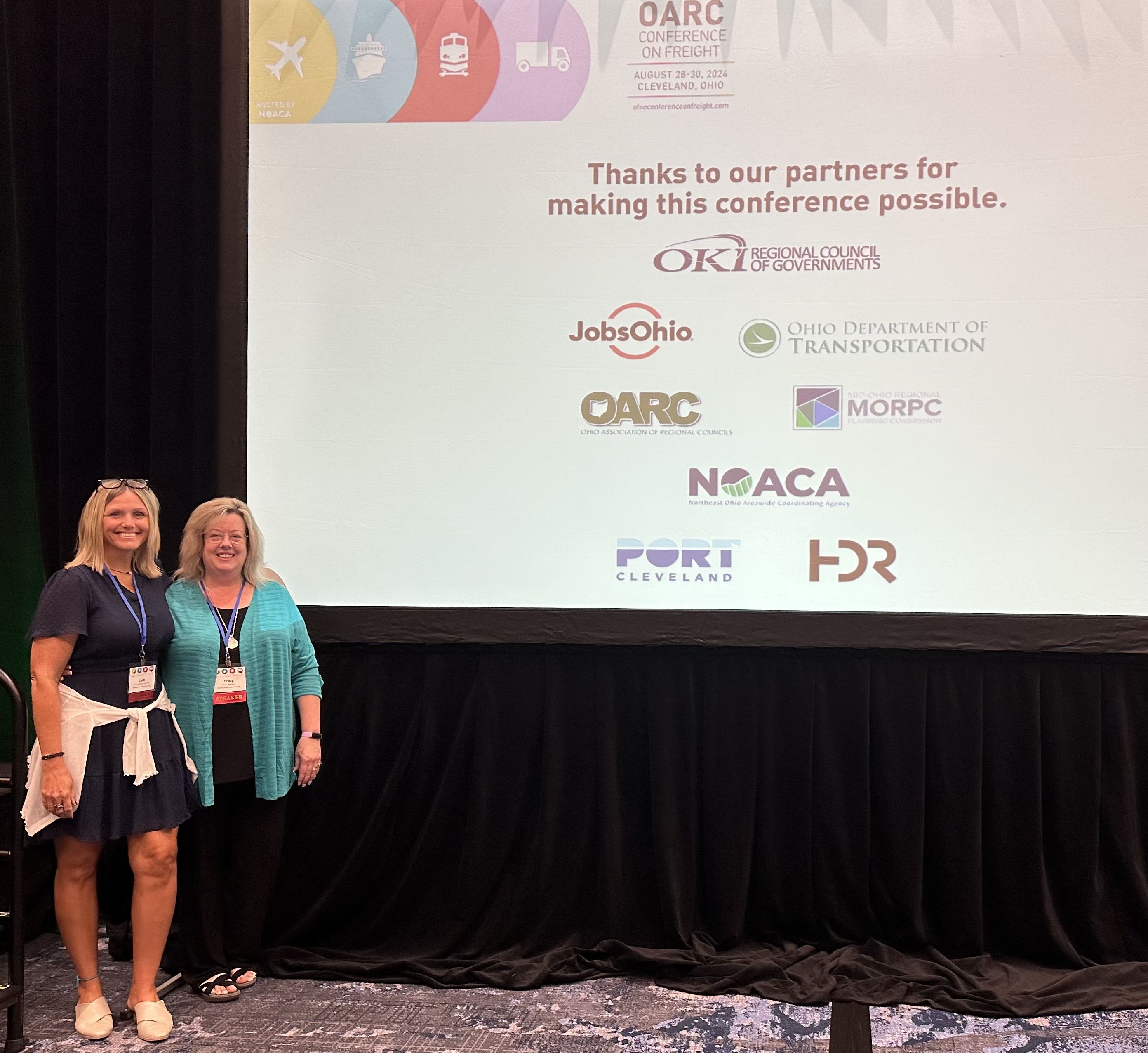 BGSU faculty members Lara Wilken (left) and Tracy McGinley presented at the OARC Conference on Freight in Cleveland, Ohio, in September 2024. BGSU faculty members Lara Wilken (left) and Tracy McGinley presented at the OARC Conference on Freight in Cleveland, Ohio, in September 2024.