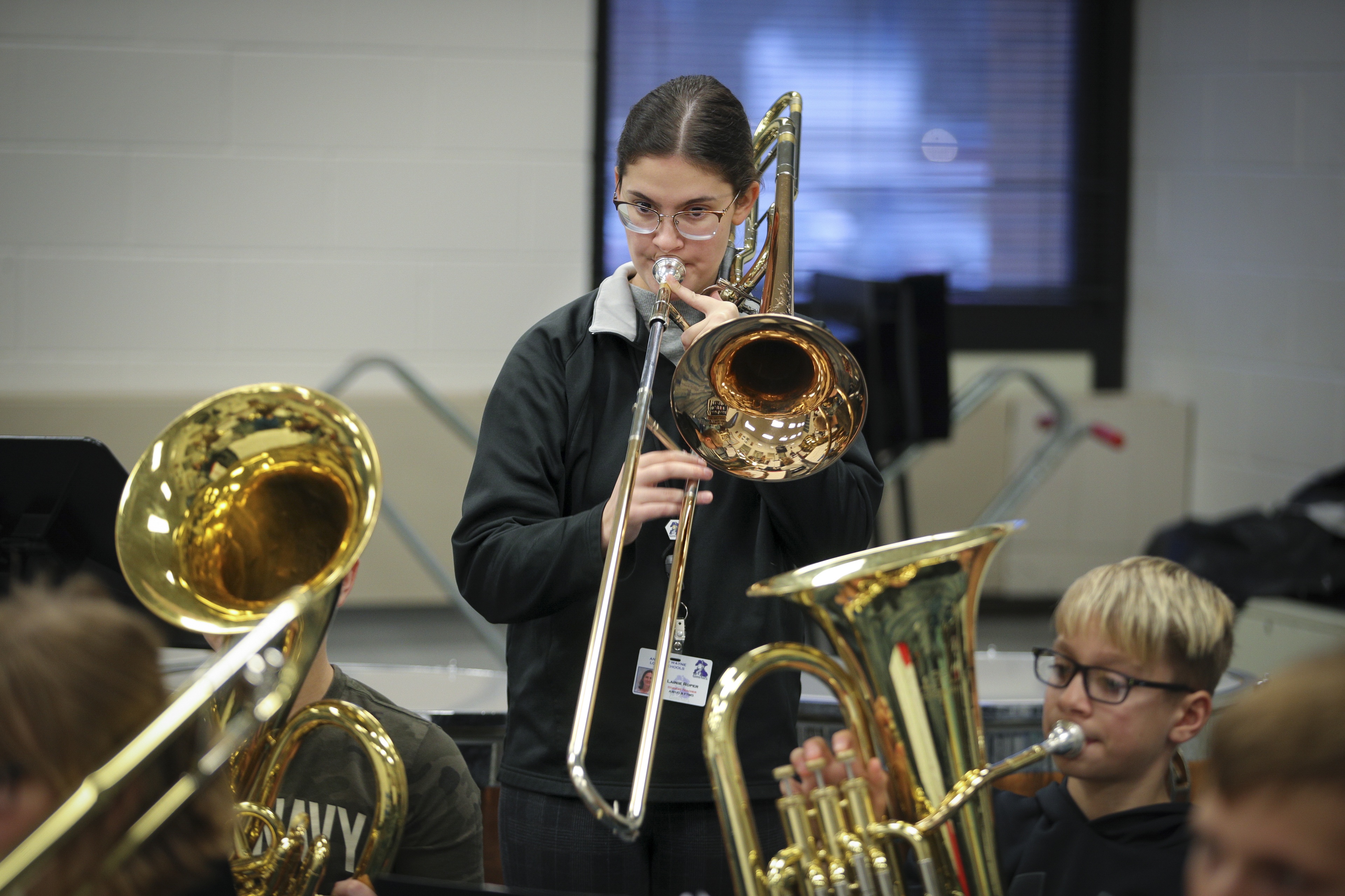 Lanie Roper Music Education Grad 2022 Lainie Roper playing a trombone